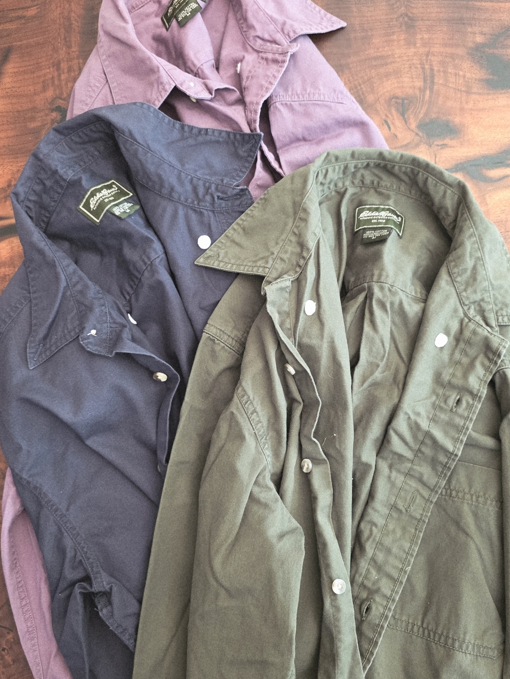 Eddie Bauer 💜Men's Shirt Jackets💜 TRIO— Olive, Navy, Plum